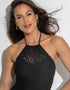 Pour Moi Summer Breeze High Neck Halter Swimsuit Black