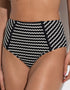 Pour Moi Sun City Crochet High Waist Bikini Brief Black/White Stripe