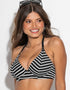 Pour Moi Sun City Crochet Plunge Bikini Top Black/White Stripe