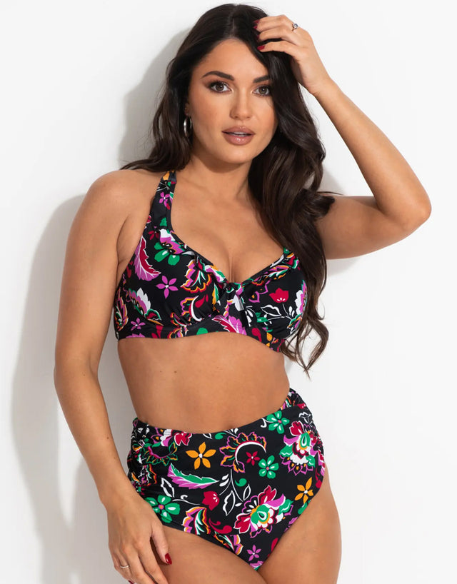 Pour Moi Sunshine High Waist Control Bikini Brief Black Multi