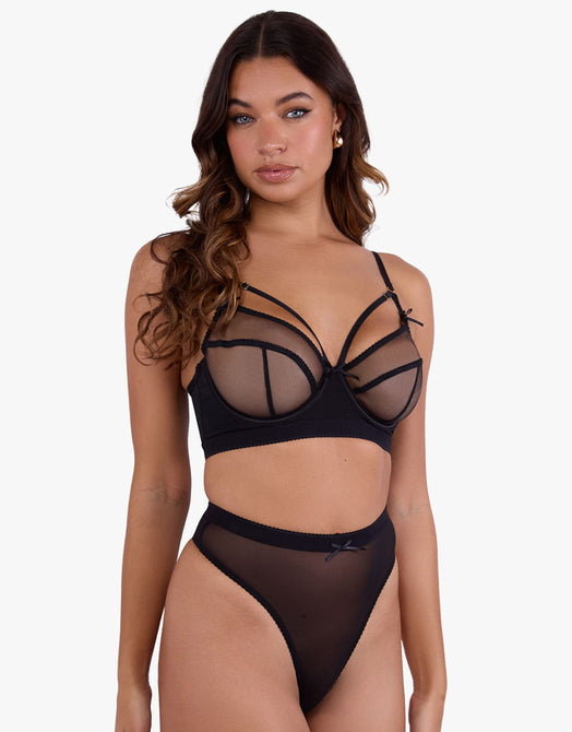 Playful Promises Josie Longline Balcony Bra Black