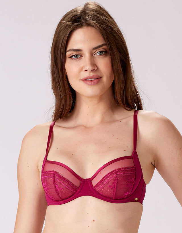 Pretty Polly Botanical Lace Balcony Bra Fuchsia