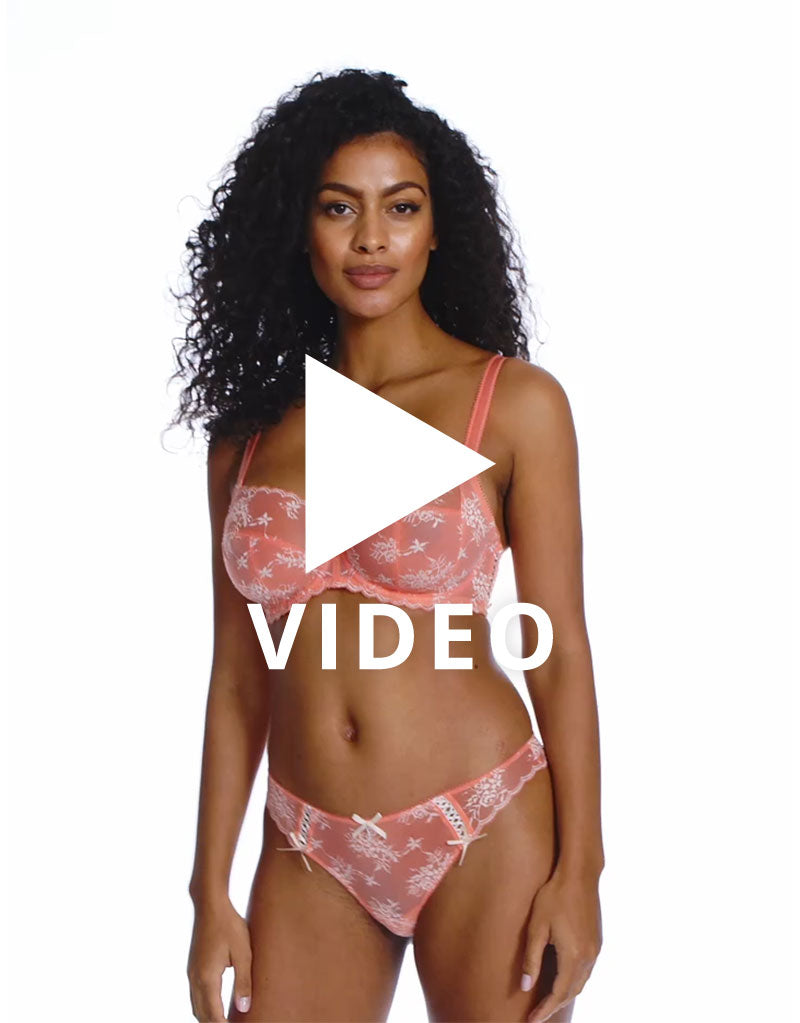 Get a 360 look at the Freya Offbeat Decadence side support bra in Sunset Coral