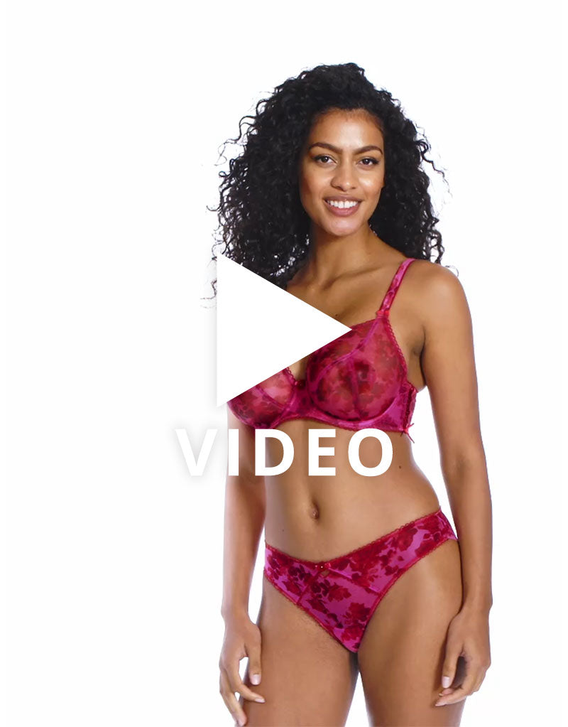 Get a 360 look at the Freya Rose Blossom plunge bra in Red Rose Print