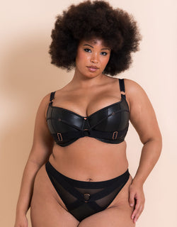 Scantilly Harnessed Padded Half Cup Bra Black