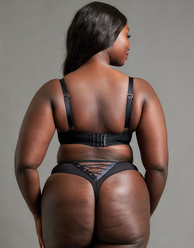Scantilly Laced Up Plunge Bra Black