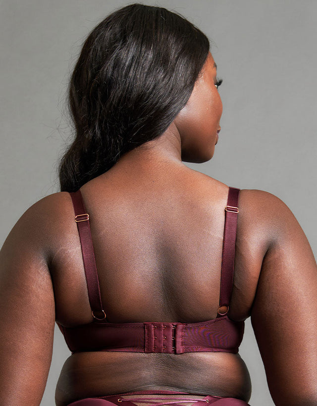 Scantilly Laced Up Plunge Bra Merlot