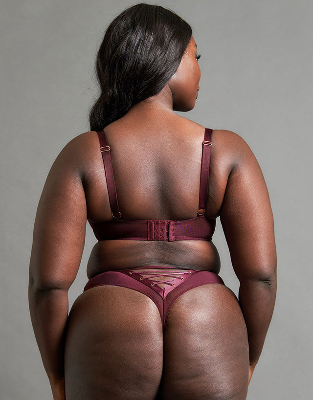 Scantilly Laced Up Plunge Bra Merlot