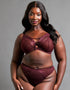 Scantilly Laced Up High Waist Thong Merlot