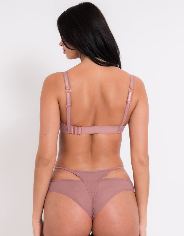 Scantilly Peep Show Deep Plunge Bra Dusty Rose