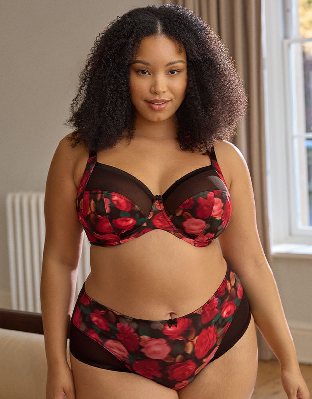 Sculptresse By Panache Bliss Deep Brief Rose Print