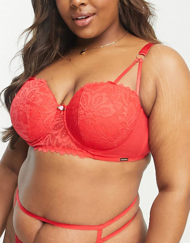 We Are We Wear Ann Padded Longline Balcony Bra Red