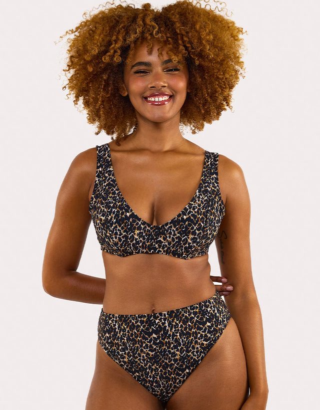 Wolf & Whistle Juliet High Waist Bikini Brief Leopard Print
