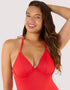 Wolf & Whistle Paloma Plunge Halter Swimsuit Red