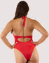 Wolf & Whistle Paloma Plunge Halter Swimsuit Red