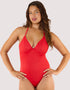 Wolf & Whistle Paloma Plunge Halter Swimsuit Red