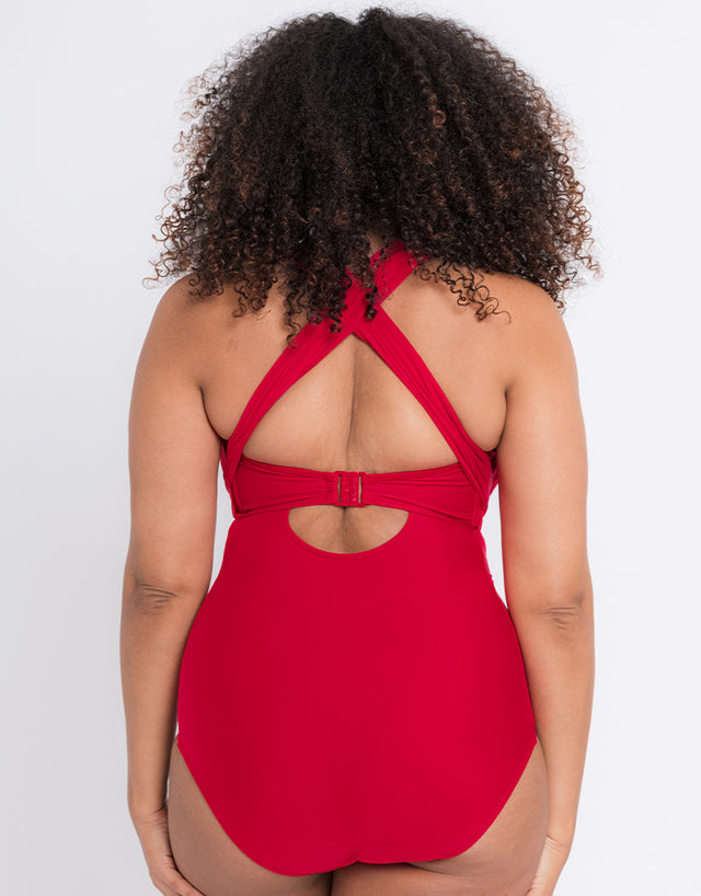 Curvy Kate Wrapsody Bandeau Strapless Multiway Swimsuit Red