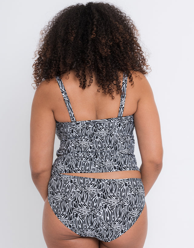 Curvy Kate Sundown Plunge Tankini Multiway Top Black Print