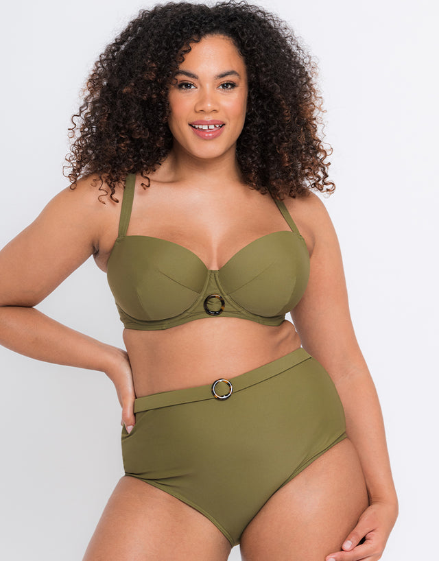 Curvy Kate Retro Sun High Waist Bikini Brief Olive