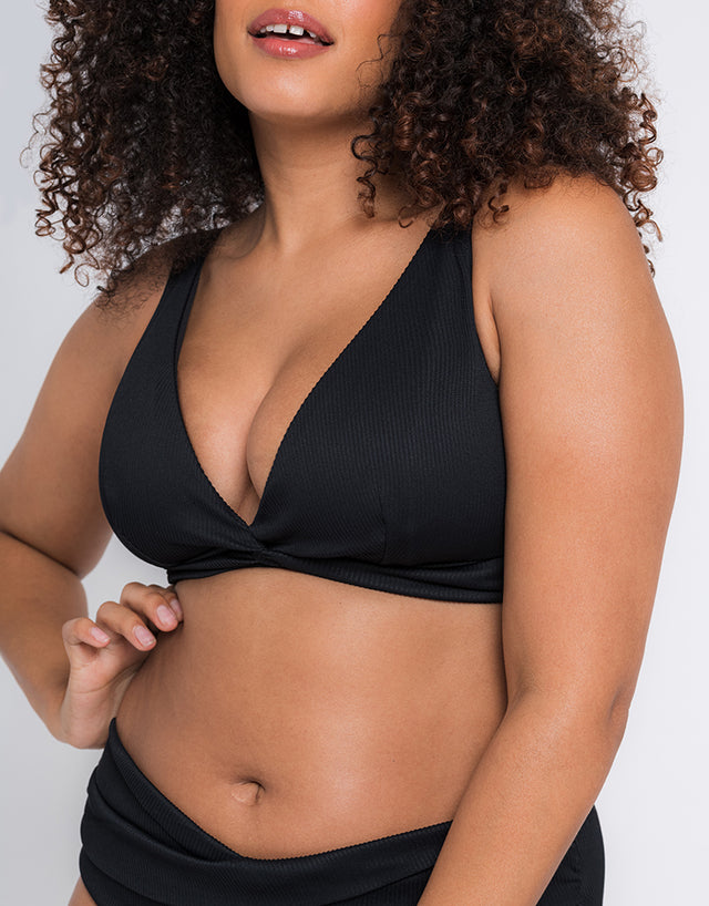 Curvy Kate Twist and Shout Non Wired Triangle Bikini Top Black