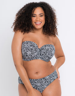 Curvy Kate Sundown Bandeau Strapless Multiway Bikini Top Black Print