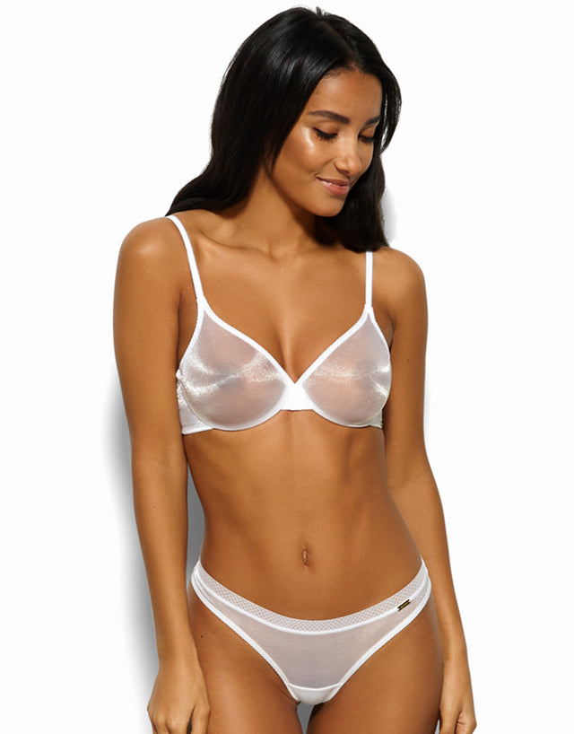 Gossard Glossies Sheer Plunge Bra White