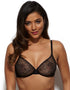 Gossard Glossies Lace Sheer Plunge Bra Black