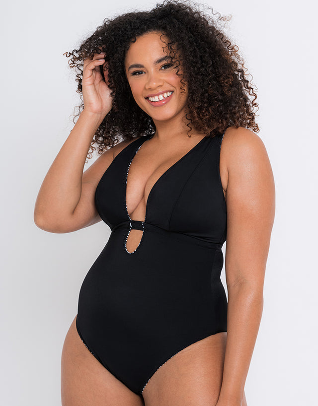 Curvy Kate Sundown Reversible Non-Wired Multiway Swimsuit Black Print