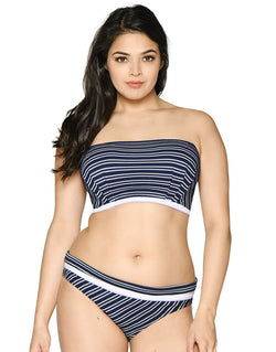 Curvy Kate Sailor Girl Padded Bandeau Bikini Top Navy Stripe