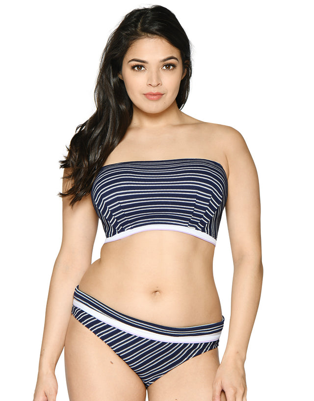 Curvy Kate Sailor Girl Padded Bandeau Bikini Top Navy Stripe