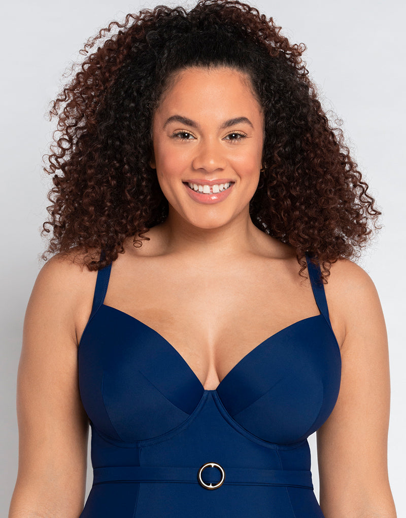 Curvy Kate Retro Sun Padded Plunge Swimsuit Navy