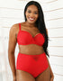 Curvy Kate Sheer Class Padded Balcony Bikini Top Red