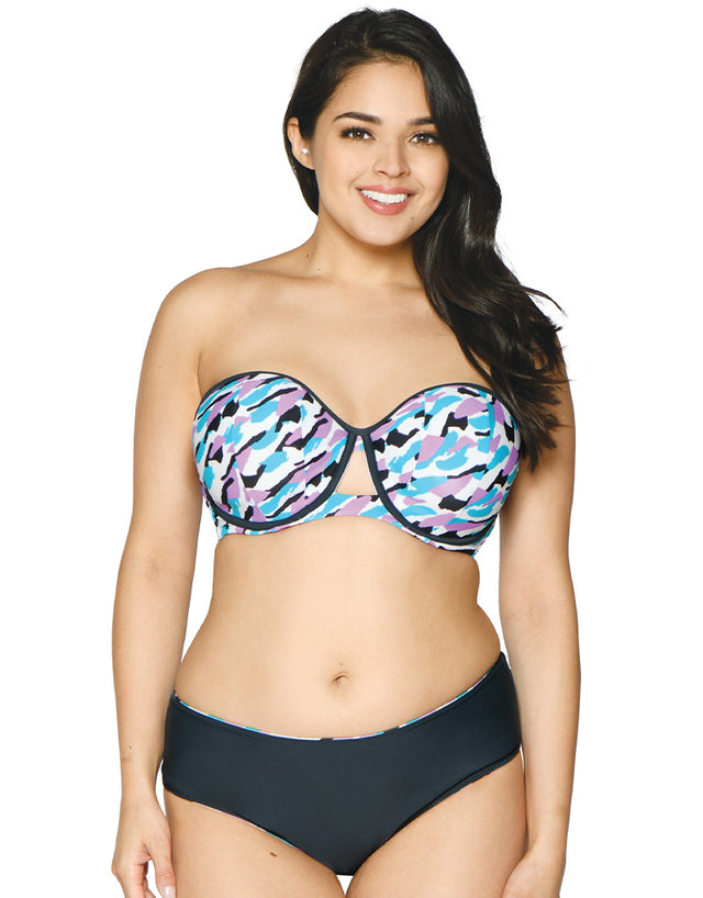 Curvy Kate Miami Heat Padded Bandeau Bikini Top Print Mix
