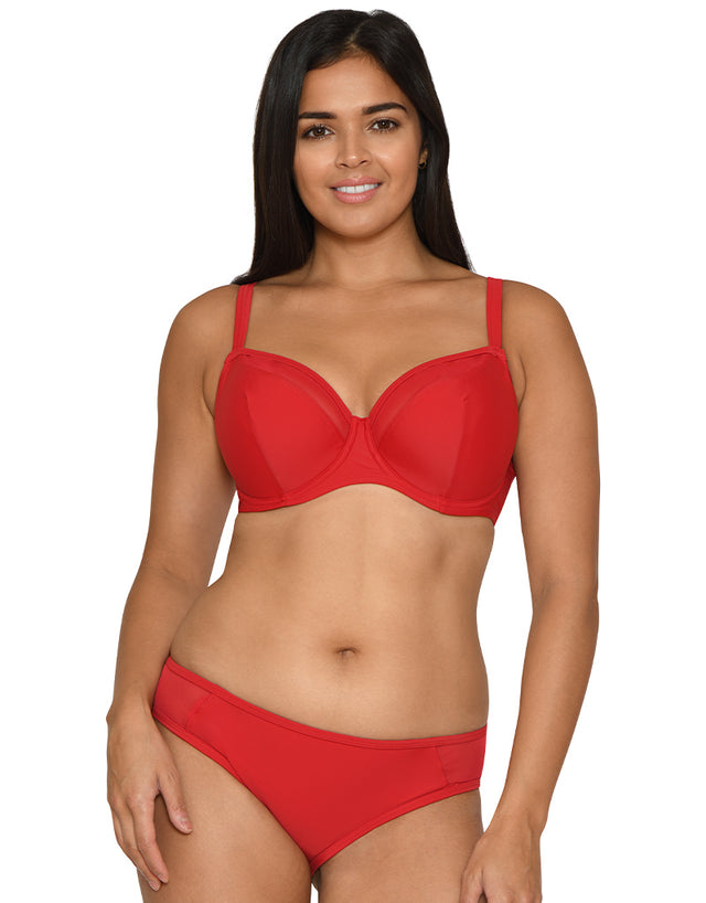 Curvy Kate Sheer Class Padded Balcony Bikini Top Red