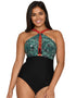 Curvy Kate Paradise Palm Padded Plunge Swimsuit Palm Print
