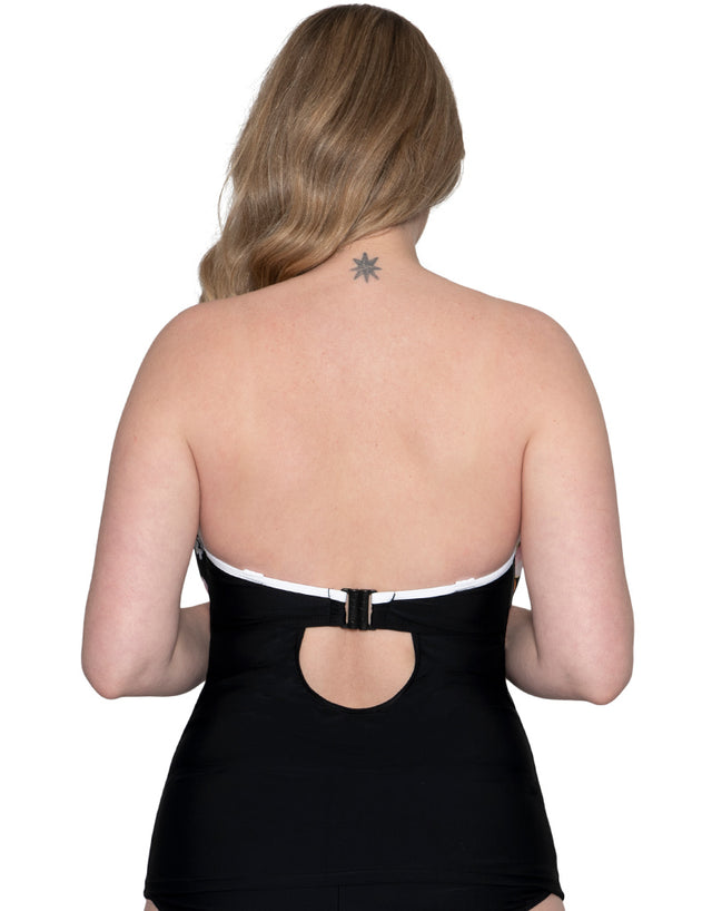 Curvy Kate Tropicana Bandeau Tankini Top Black Print