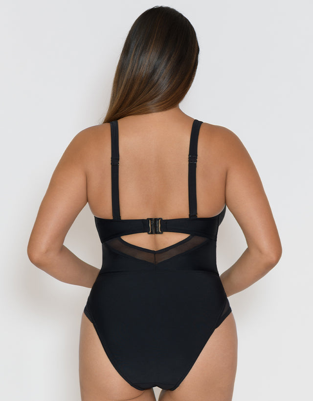Curvy Kate Sheer Class Plunge Swimsuit Black