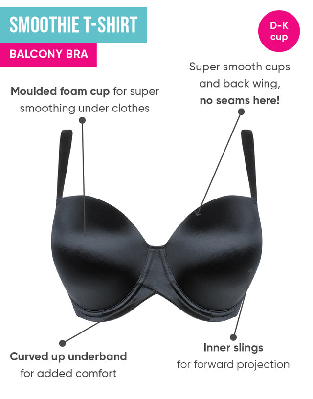 Curvy Kate Smoothie T-Shirt Balcony Moulded Bra Black