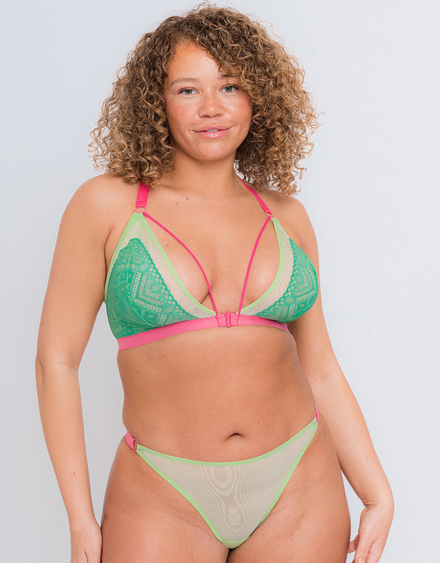 Curvy Kate Front and Centre Non-Wired Bralette Mint/Pink