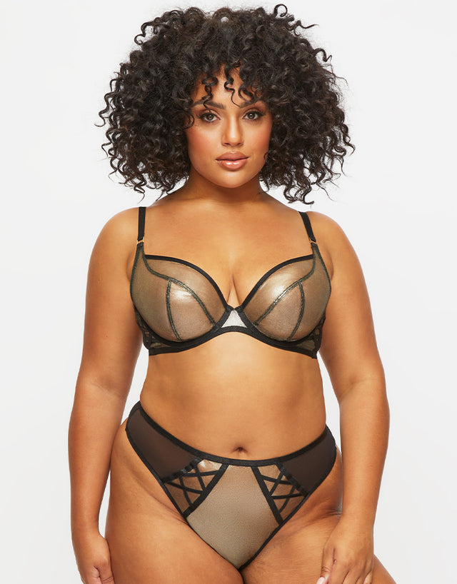 Ann Summers The Palazzo Shine Brazilian Brief Black/Gold