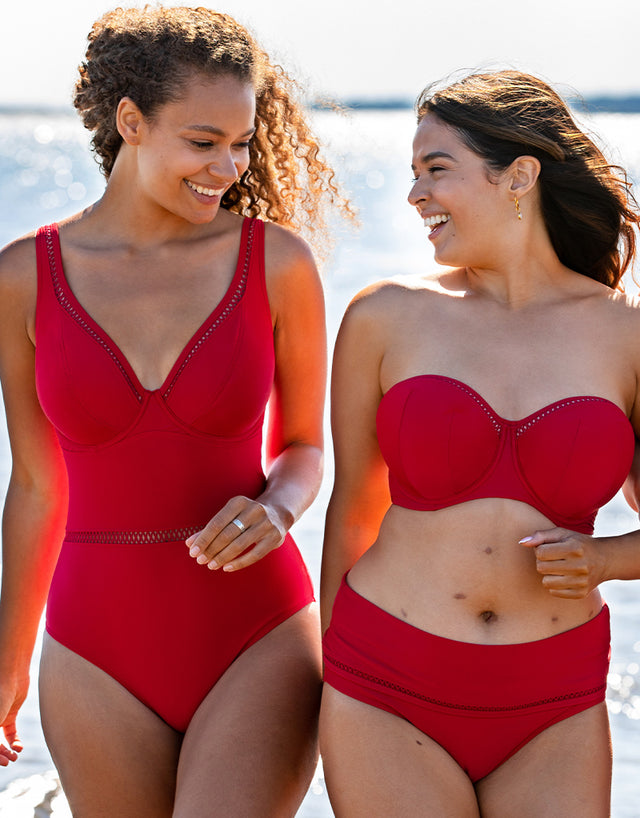Curvy Kate First Class Multiway Plunge Swimsuit Red