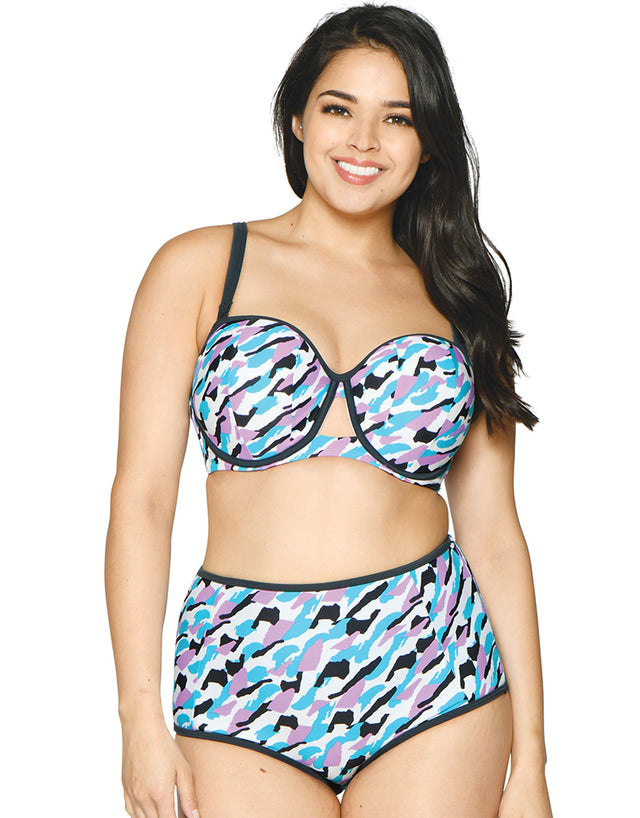 Curvy Kate Miami Heat Padded Bandeau Bikini Top Print Mix