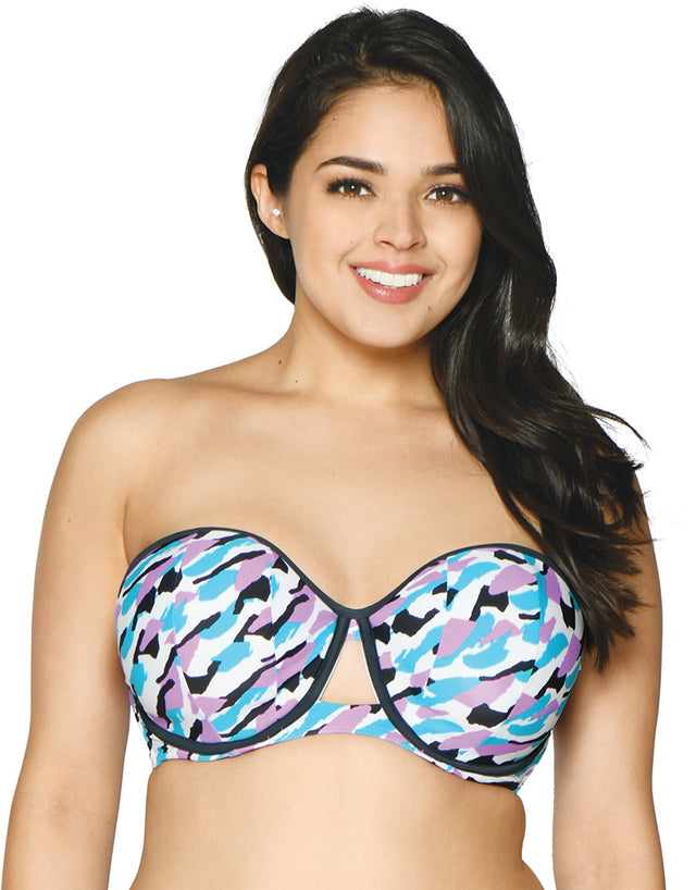 Curvy Kate Miami Heat Padded Bandeau Bikini Top Print Mix