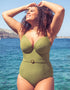 Curvy Kate Retro Sun Padded Plunge Swimsuit Olive
