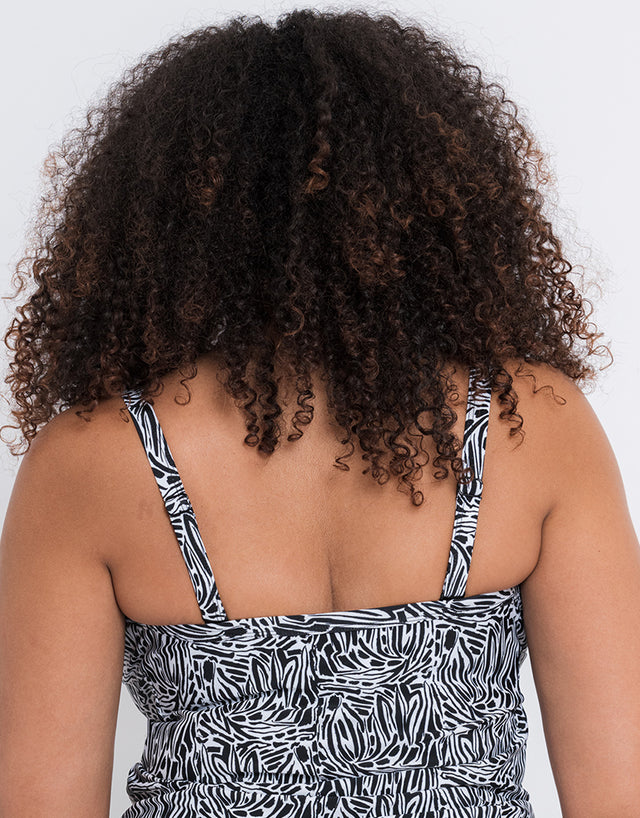 Curvy Kate Sundown Plunge Tankini Multiway Top Black Print