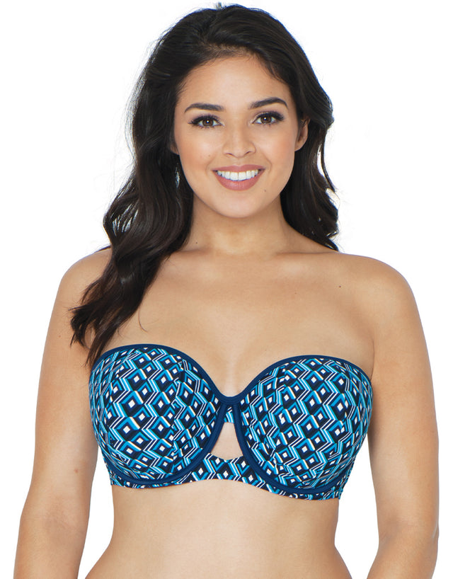 Curvy Kate Wanderlust Padded Balcony Bikini Top Blue Mix
