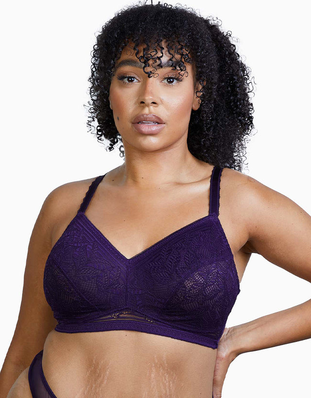 Deja Day Emma Ultimate Comfort Day Wear Lace Wireless Bra Vine Purple