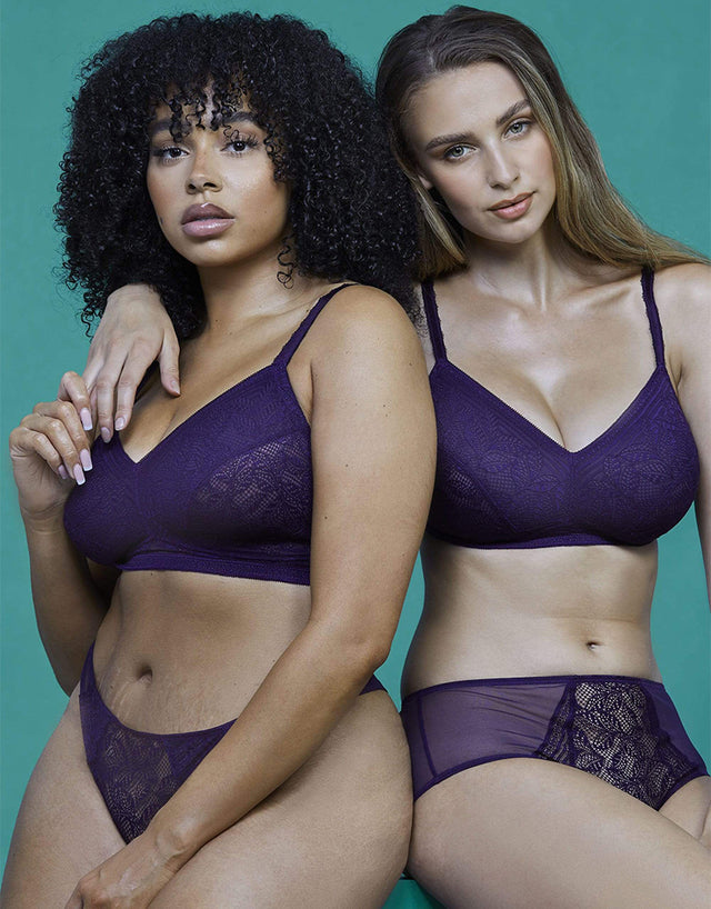 Deja Day Emma Ultimate Comfort Day Wear Lace Wireless Bra Vine Purple