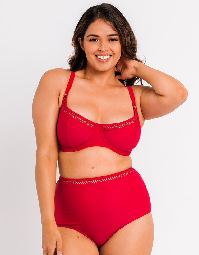 Curvy Kate First Class High Waist Bikini Bottom Red