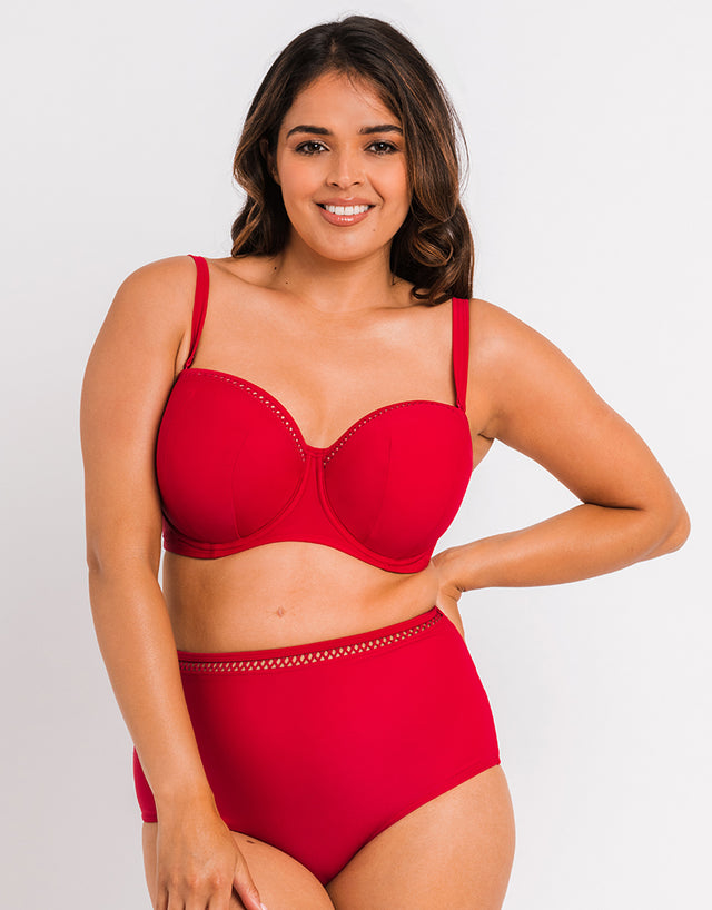 Curvy Kate First Class Bandeau Strapless Multiway Bikini Top Red
